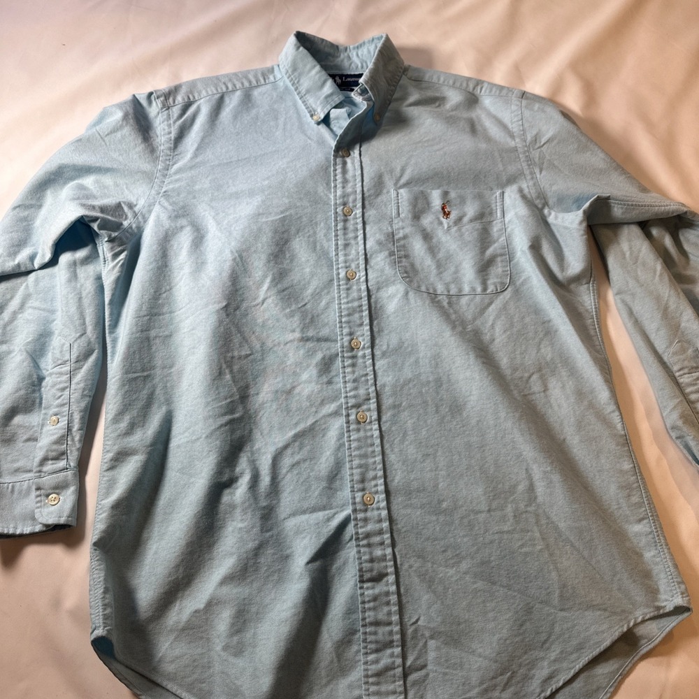 Ralph Lauren Shirt Mens Blue Button Flesh Pony Oxford Classic Fits XL